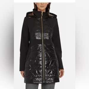 NWT Via Spiga 🇮🇹 Elliptical Quilted Hooded Softshell Jacket in Black
